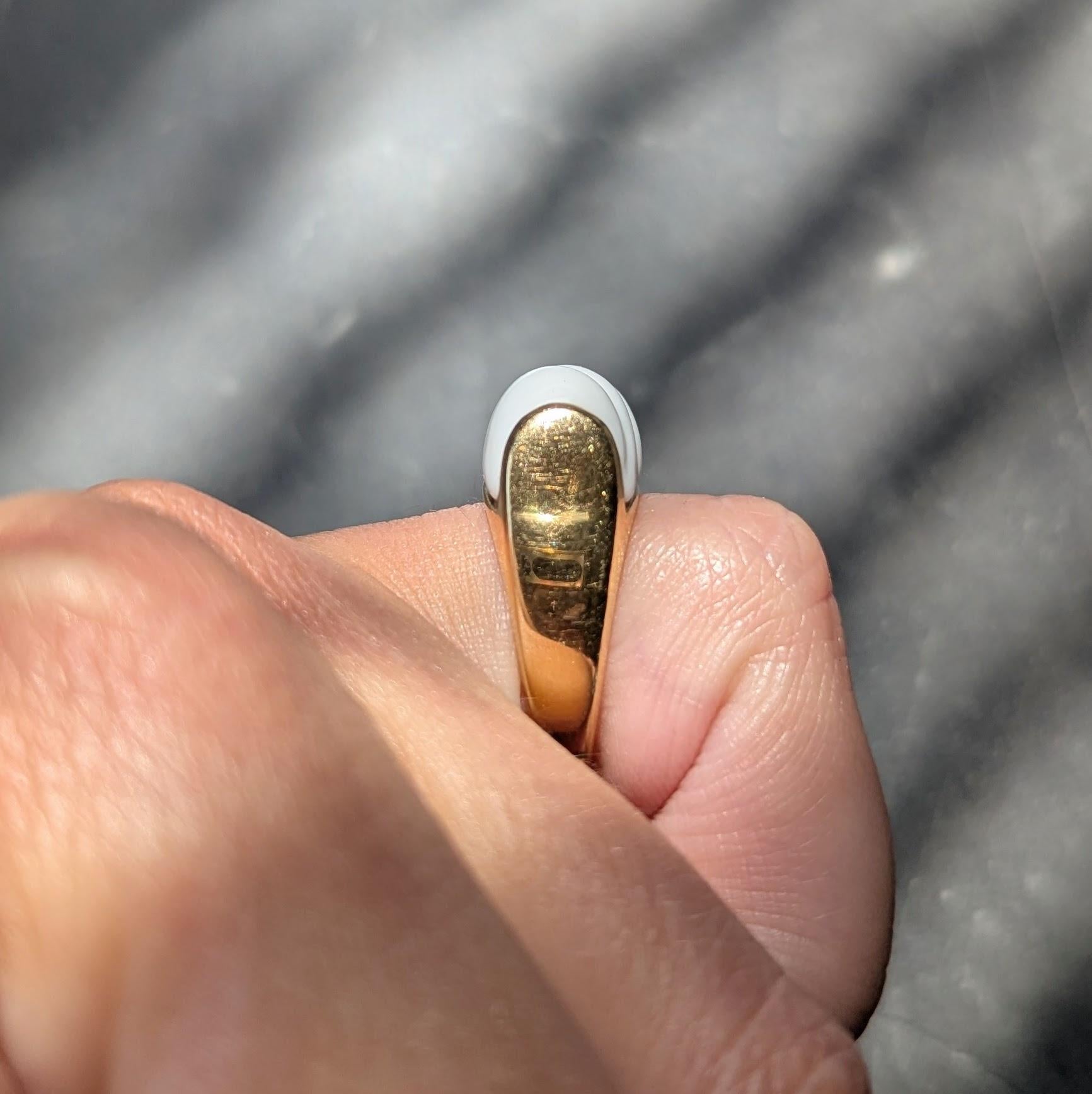 Bvlgari Ceramic 18 Karat Yellow Gold Vintage Chandra Ring