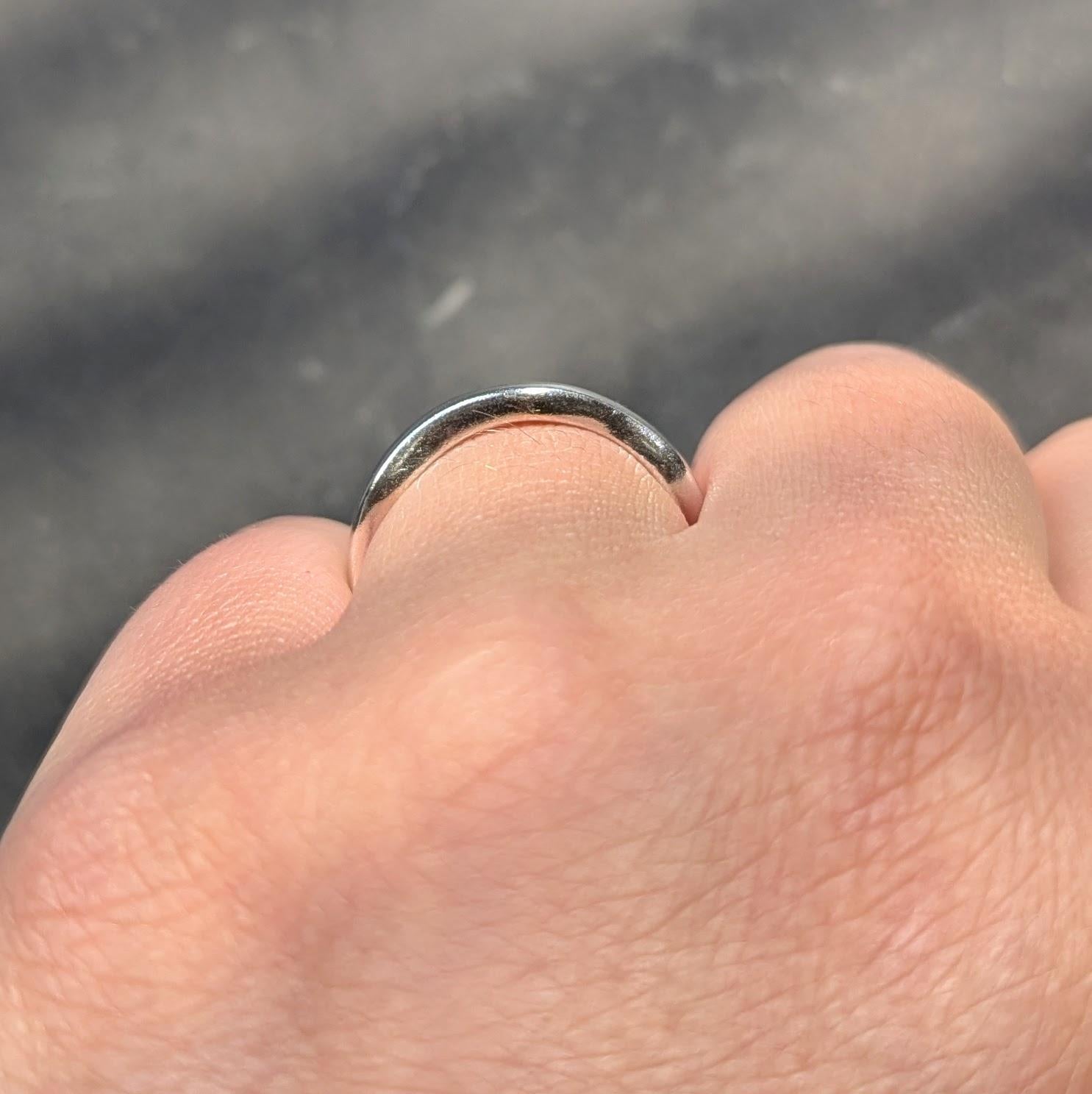 1990's 14 Karat White Gold Vintage Squiggle Band Ring
