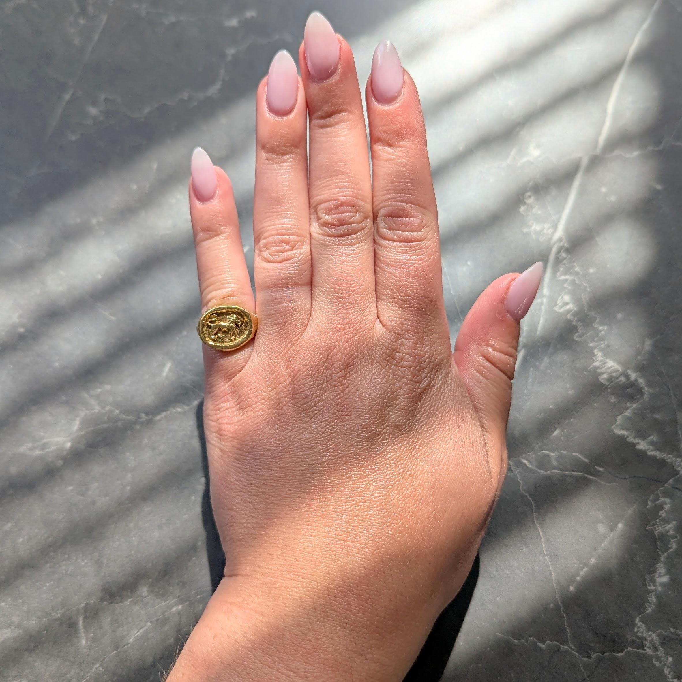 Tiffany & Co. 1960's 18 Karat Yellow Gold Vintage Lion Signet Ring