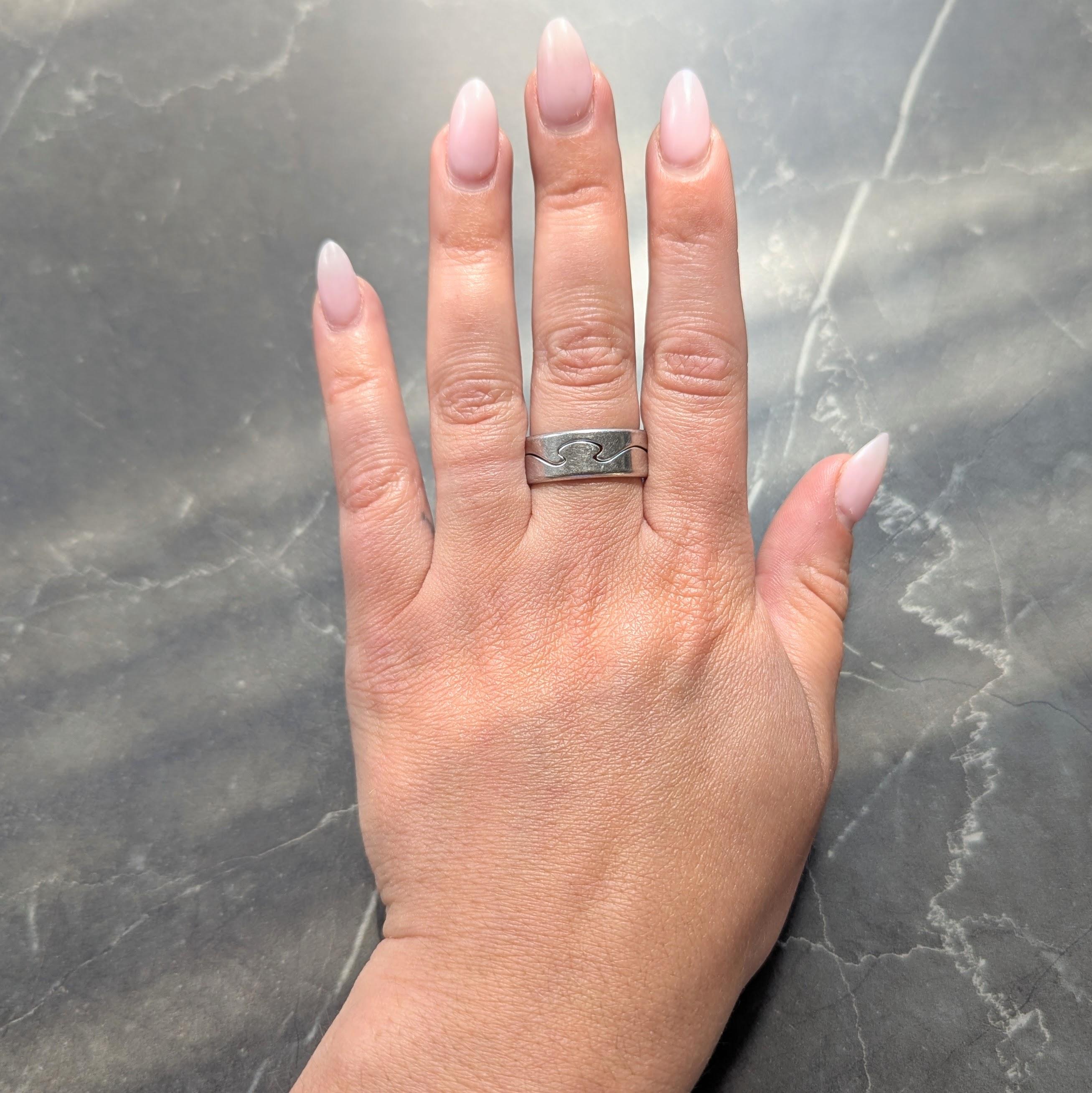 Nina Koppel For Georg Jensen 1990's 18 Karat White Gold Vintage Puzzle Ring