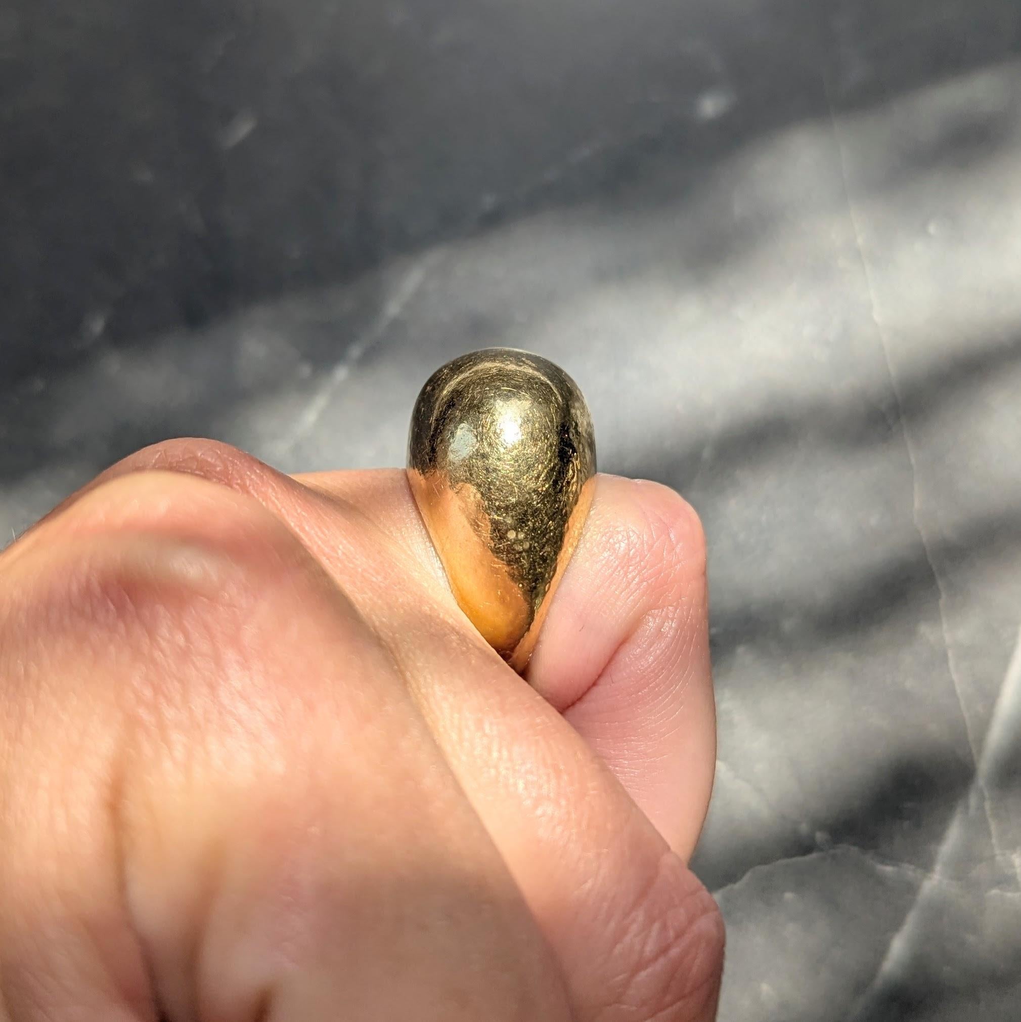 Elizabeth Locke 1980's 19 Karat Yellow Gold Vintage Hammered Dome Ring