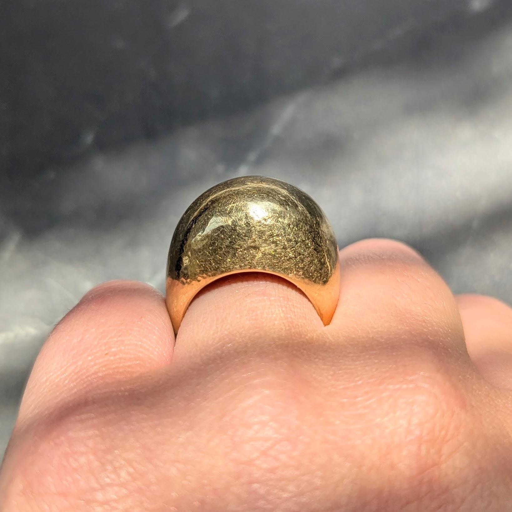 Elizabeth Locke 1980's 19 Karat Yellow Gold Vintage Hammered Dome Ring