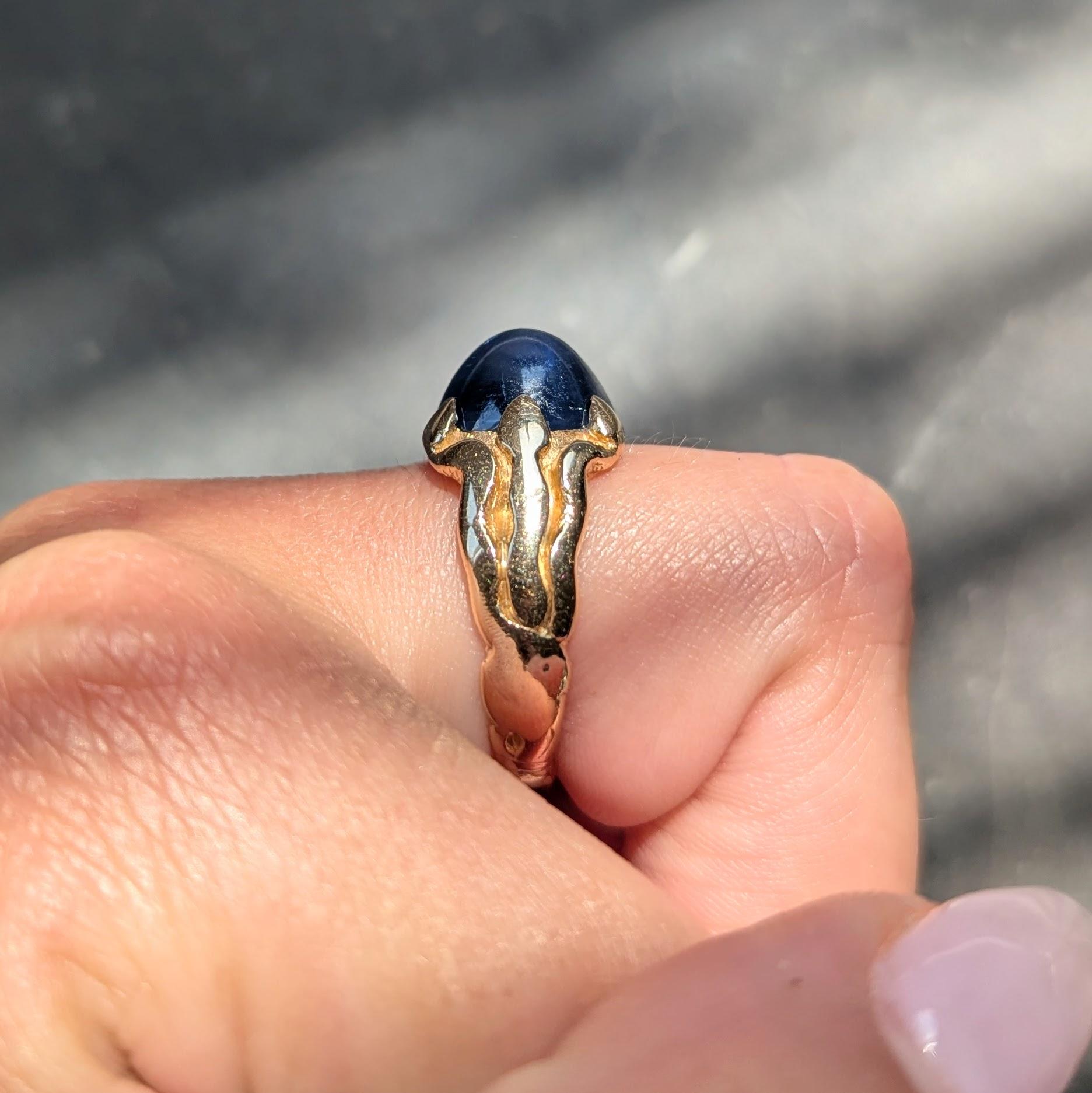 J.E. Caldwell Art Nouveau No Heat Ceylon Sapphire 14K Gold Antique Unisex Ring
