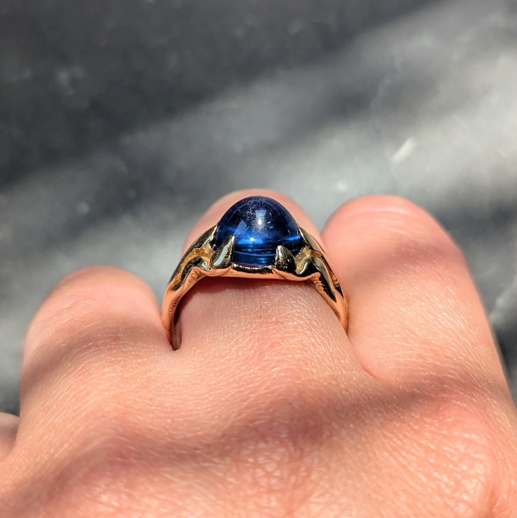 J.E. Caldwell Art Nouveau No Heat Ceylon Sapphire 14K Gold Antique Unisex Ring