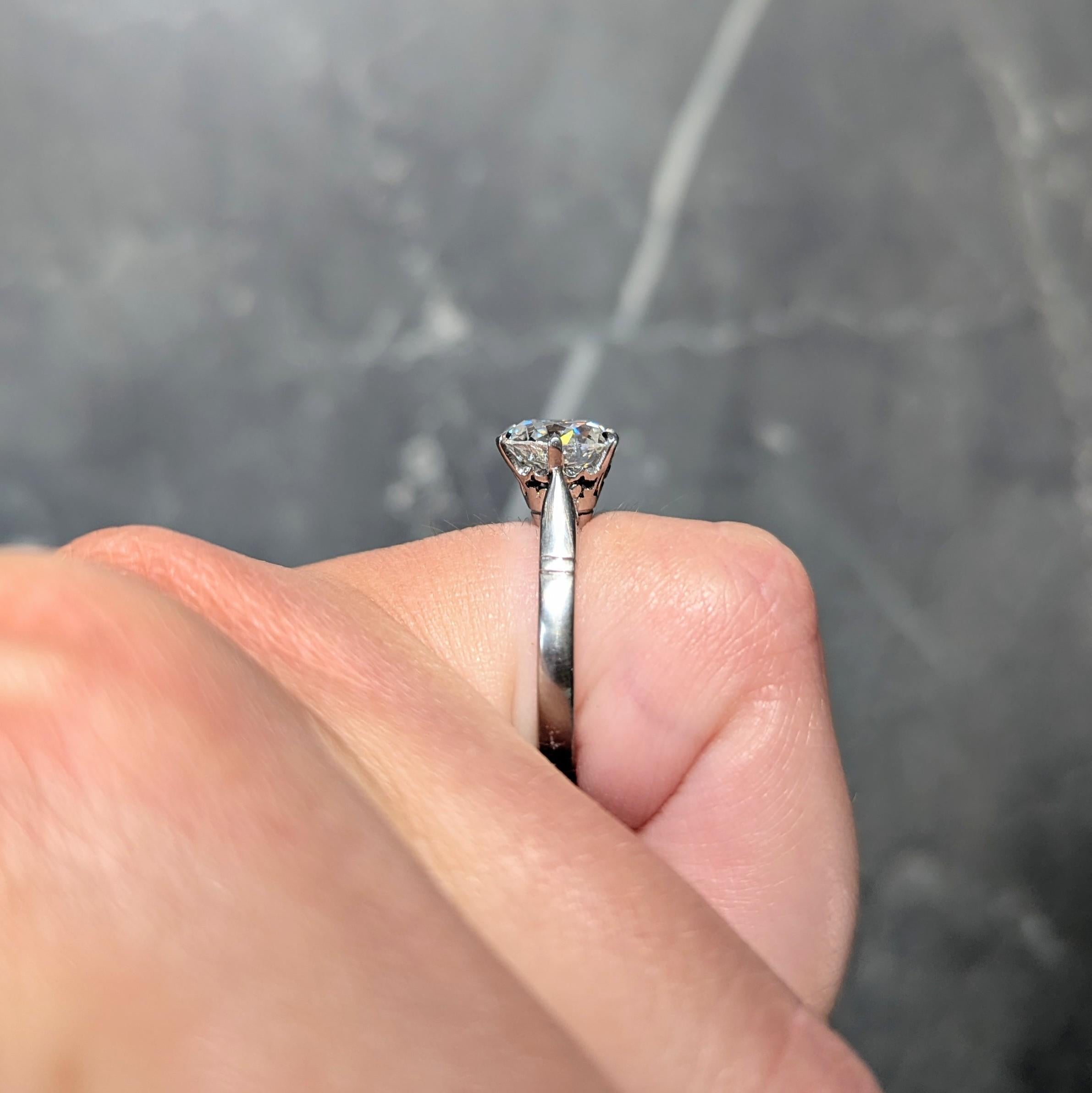 Art Deco Old European Cut Diamond Platinum Vintage Solitaire Engagement GIA