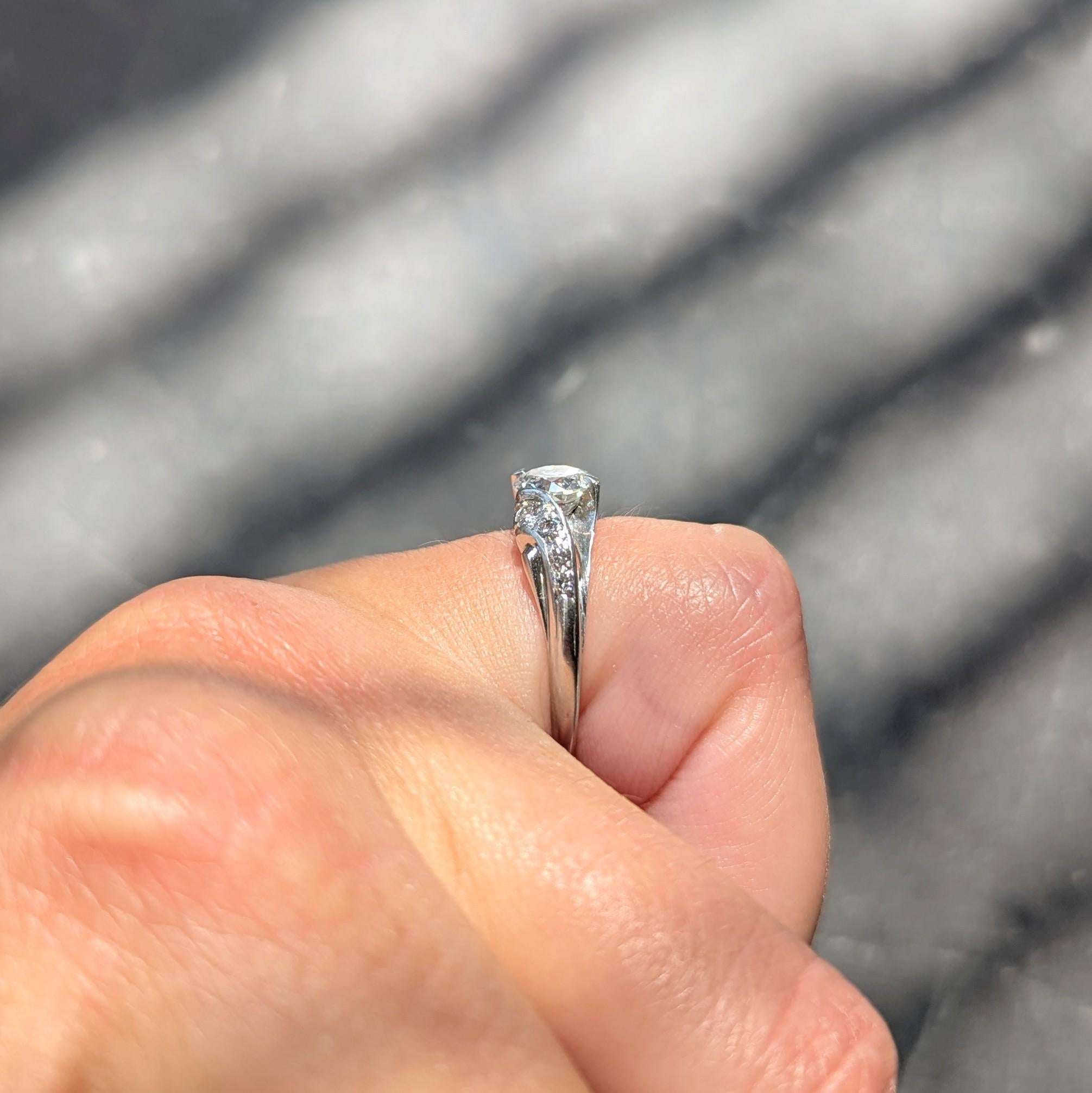 Mid-Century 1.08 CTW Diamond Platinum Vintage Bypass Engagement Ring
