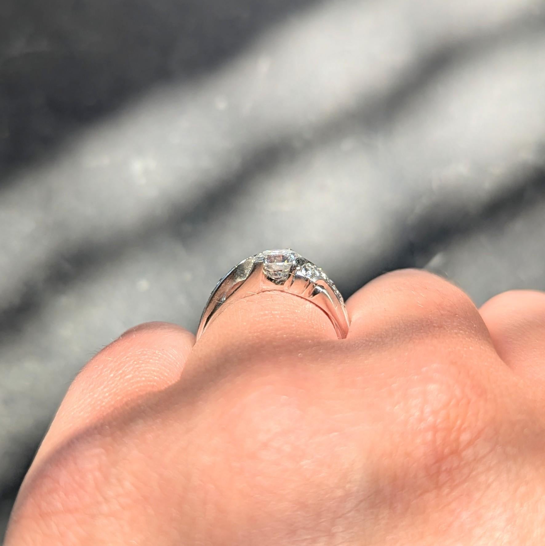 Mid-Century 1.08 CTW Diamond Platinum Vintage Bypass Engagement Ring