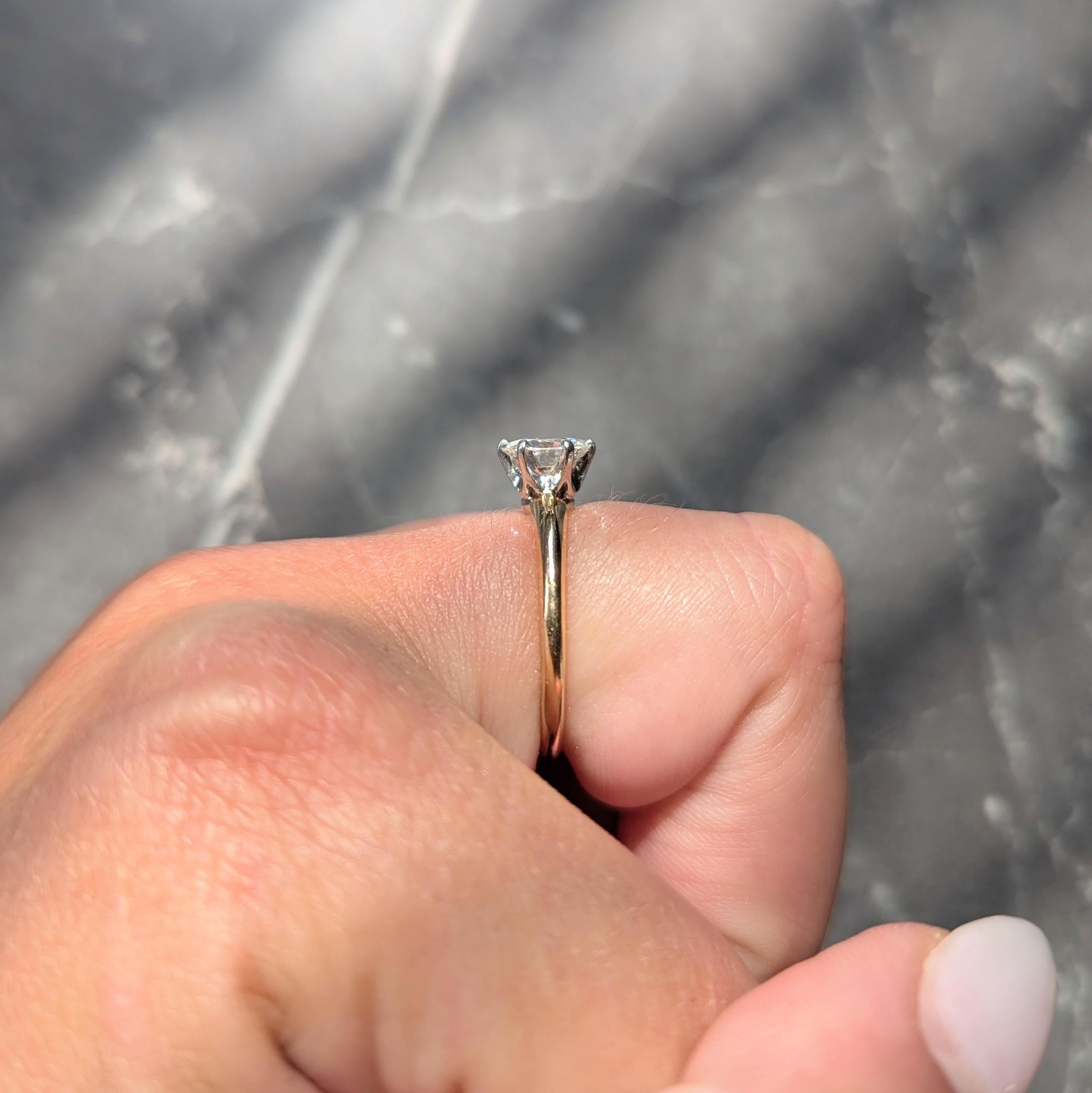 1980's 1.00 CTW Diamond 14K Gold Platinum Vintage Solitaire Engagement Ring