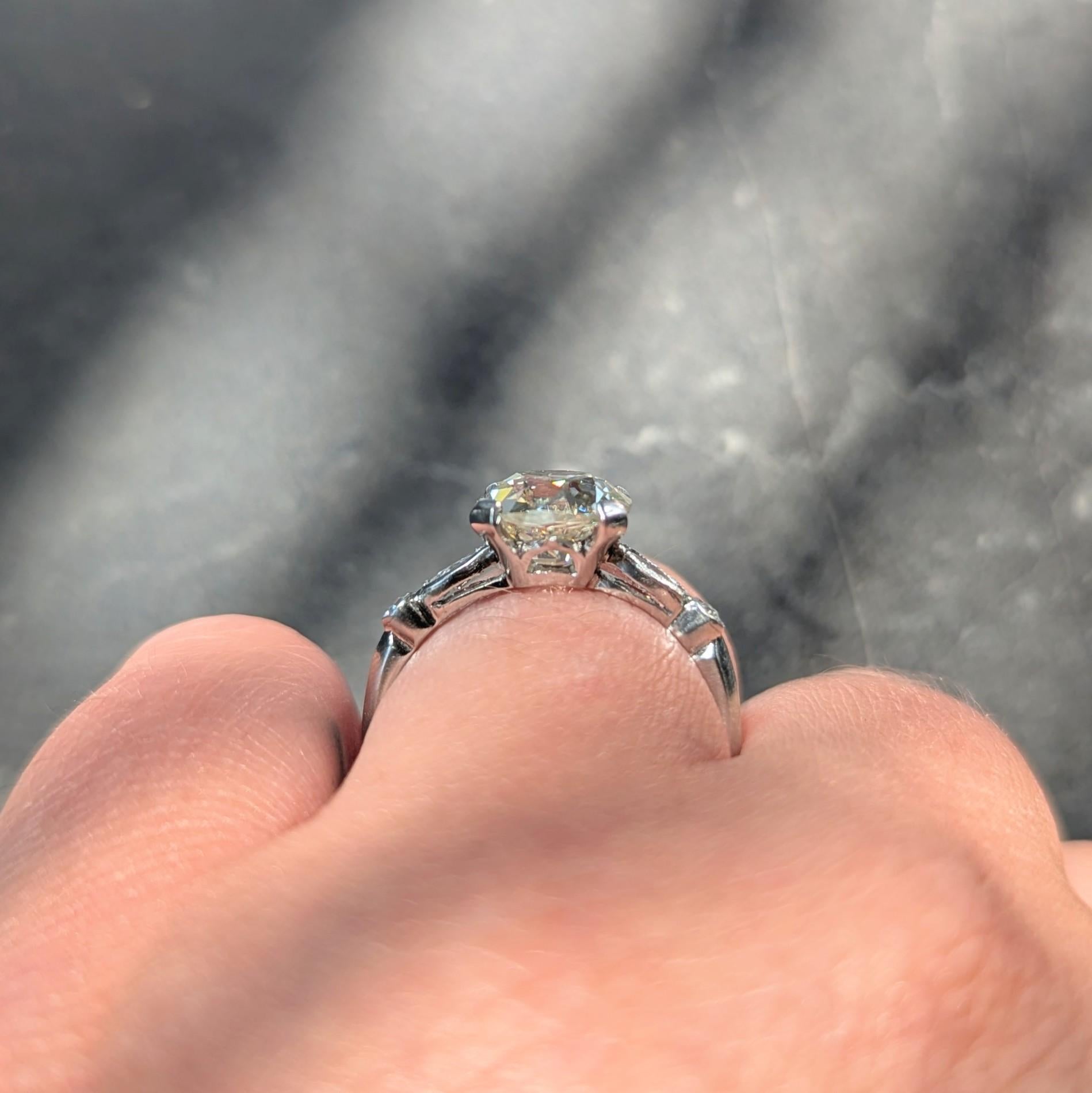 Mid-Century 2.15 CTW Old Mine Diamond Platinum Vintage Engagement Ring GIA