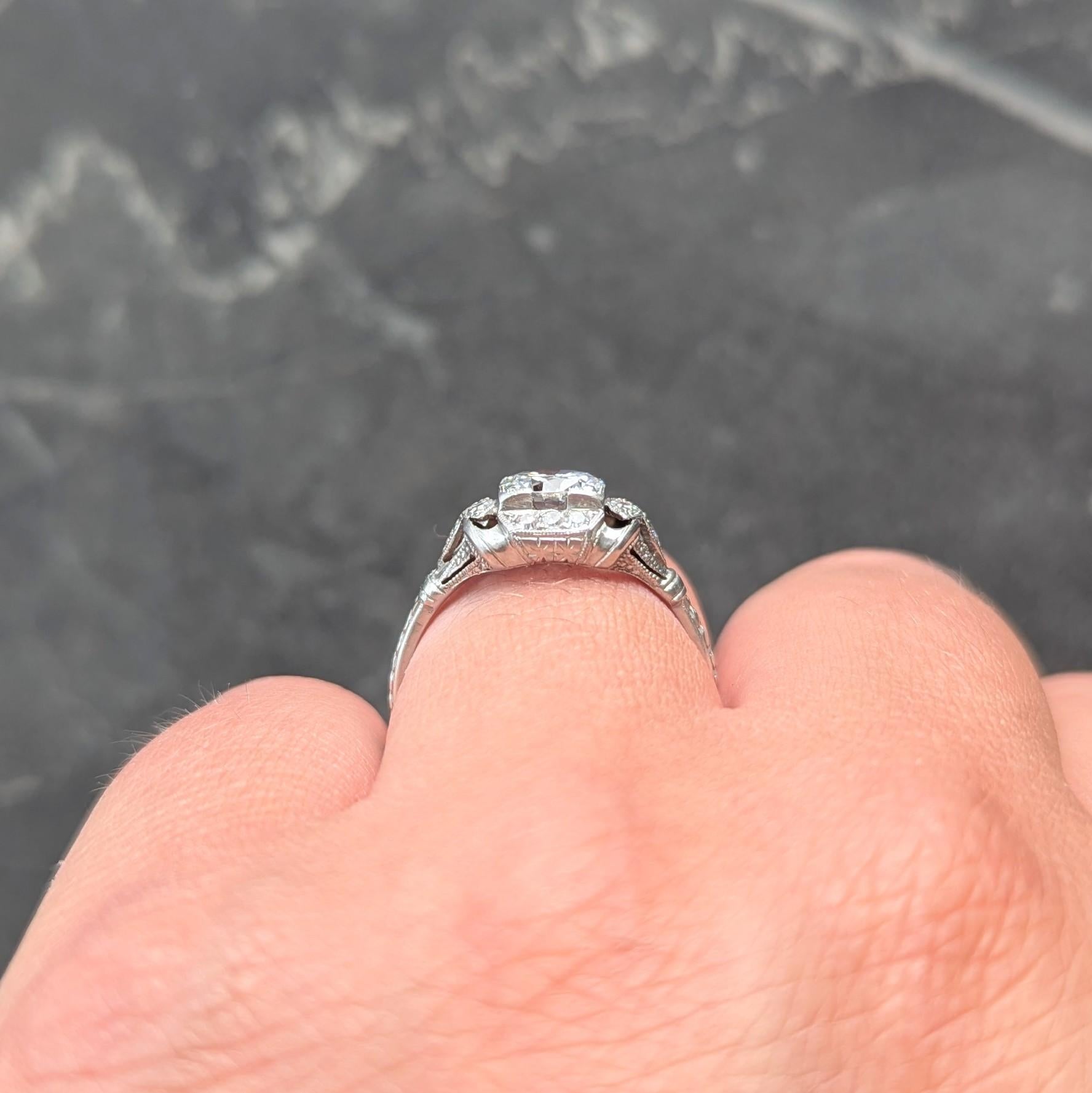 Art Deco 0.95 CTW Diamond Platinum Vintage Wheat Orange Blossom Engagement Ring
