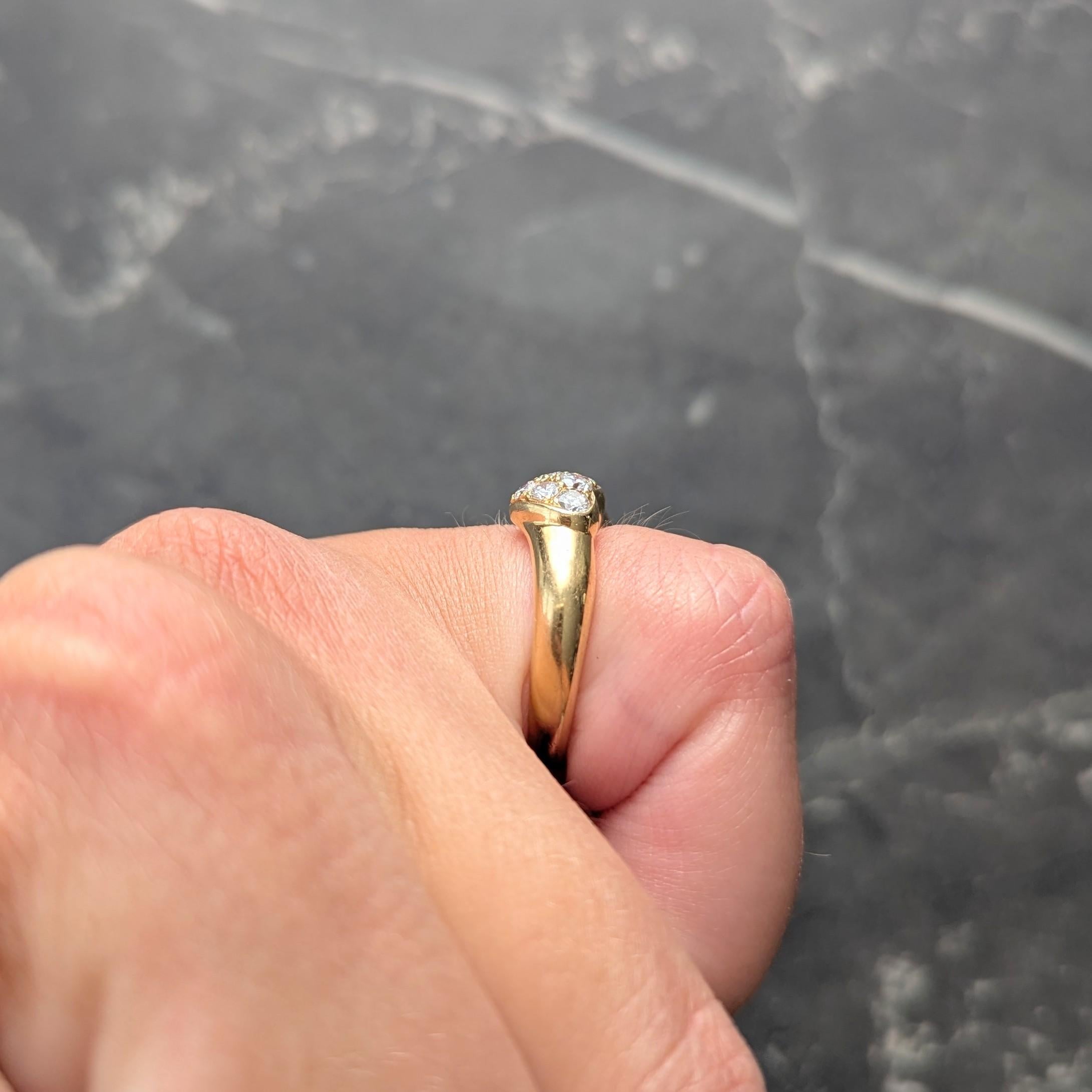Tiffany & Co. 1990's Diamond 18 Karat Yellow Gold Vintage Puffy Heart Ring