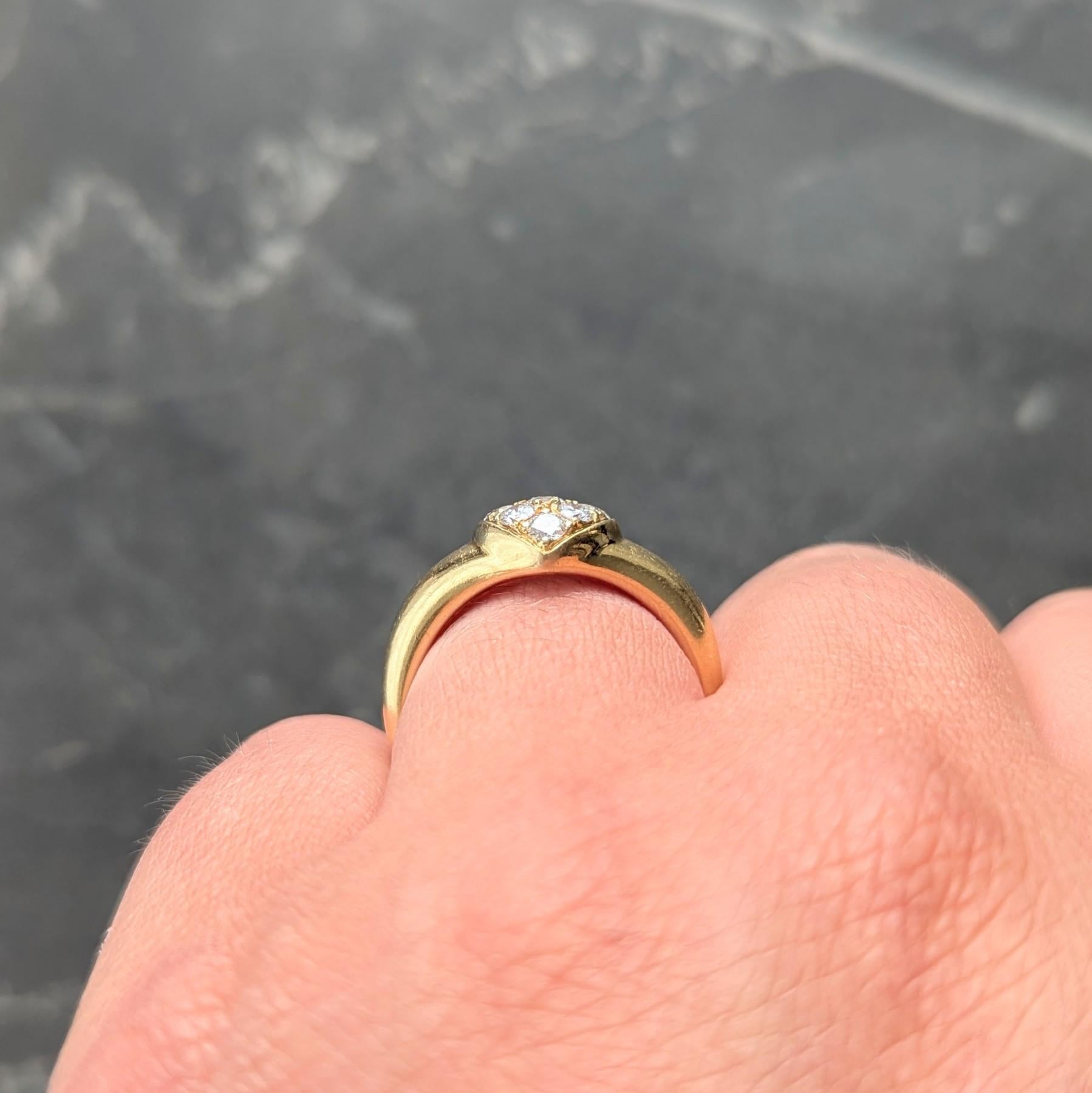Tiffany & Co. 1990's Diamond 18 Karat Yellow Gold Vintage Puffy Heart Ring
