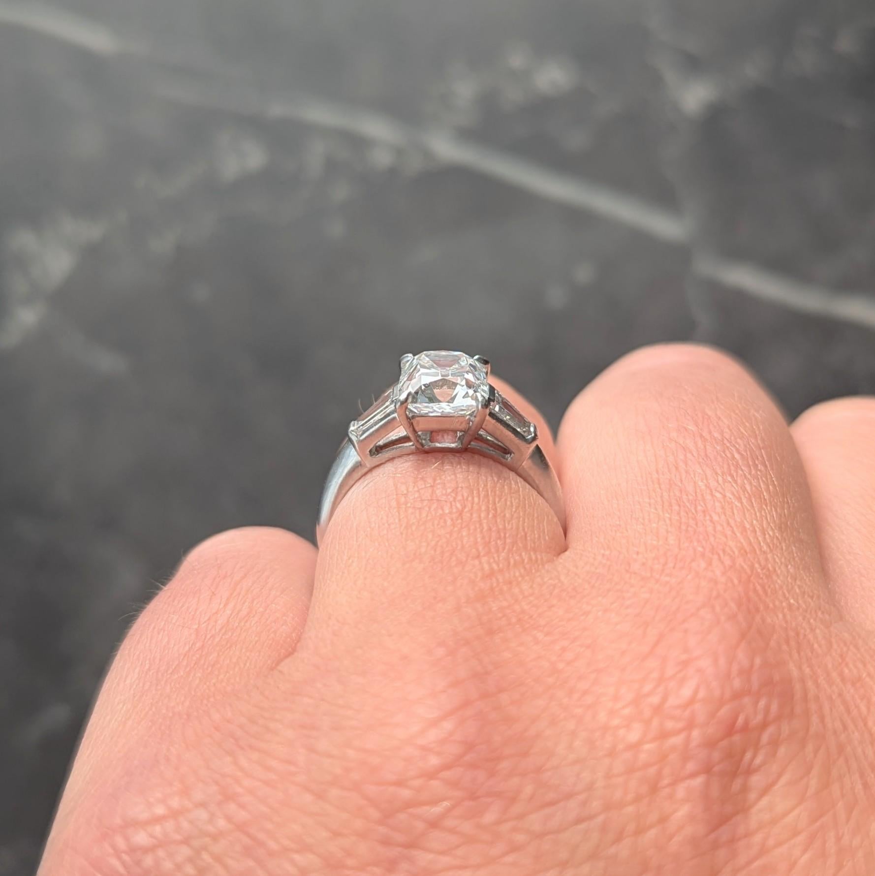 Mid-Century 2.20 CTW Old Mine Cut Diamond Platinum Vintage Engagement Ring GIA
