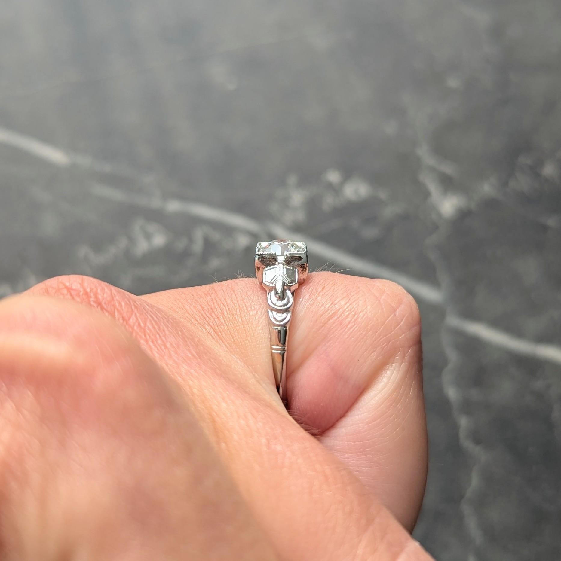 Retro 0.64 CTW Old Mine Cut Diamond 14 Karat Vintage Engagement Ring GIA