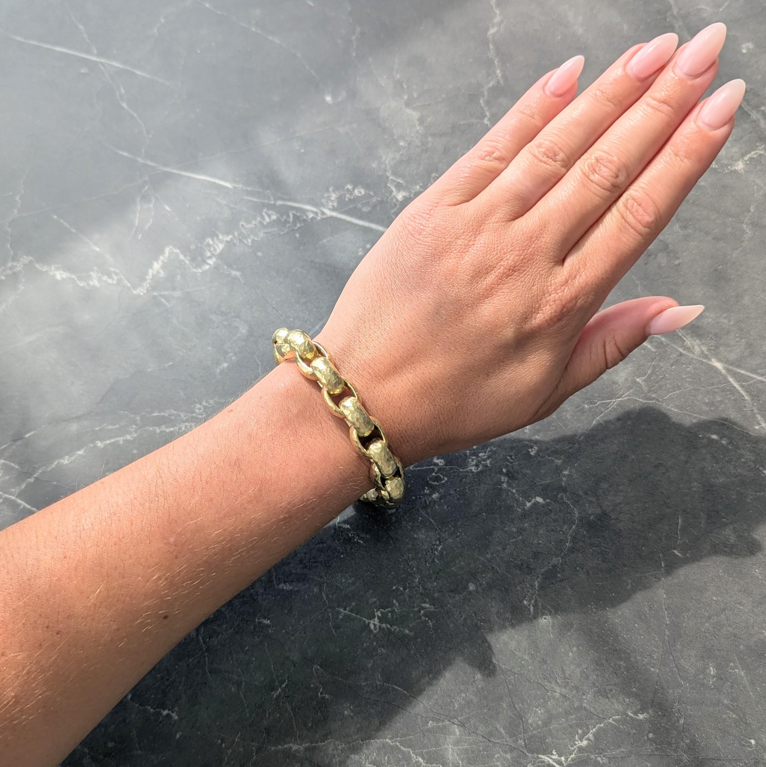 Tiffany & Co. Paloma Picasso 1989 18K Gold Vintage Hammered Rollo Link Bracelet