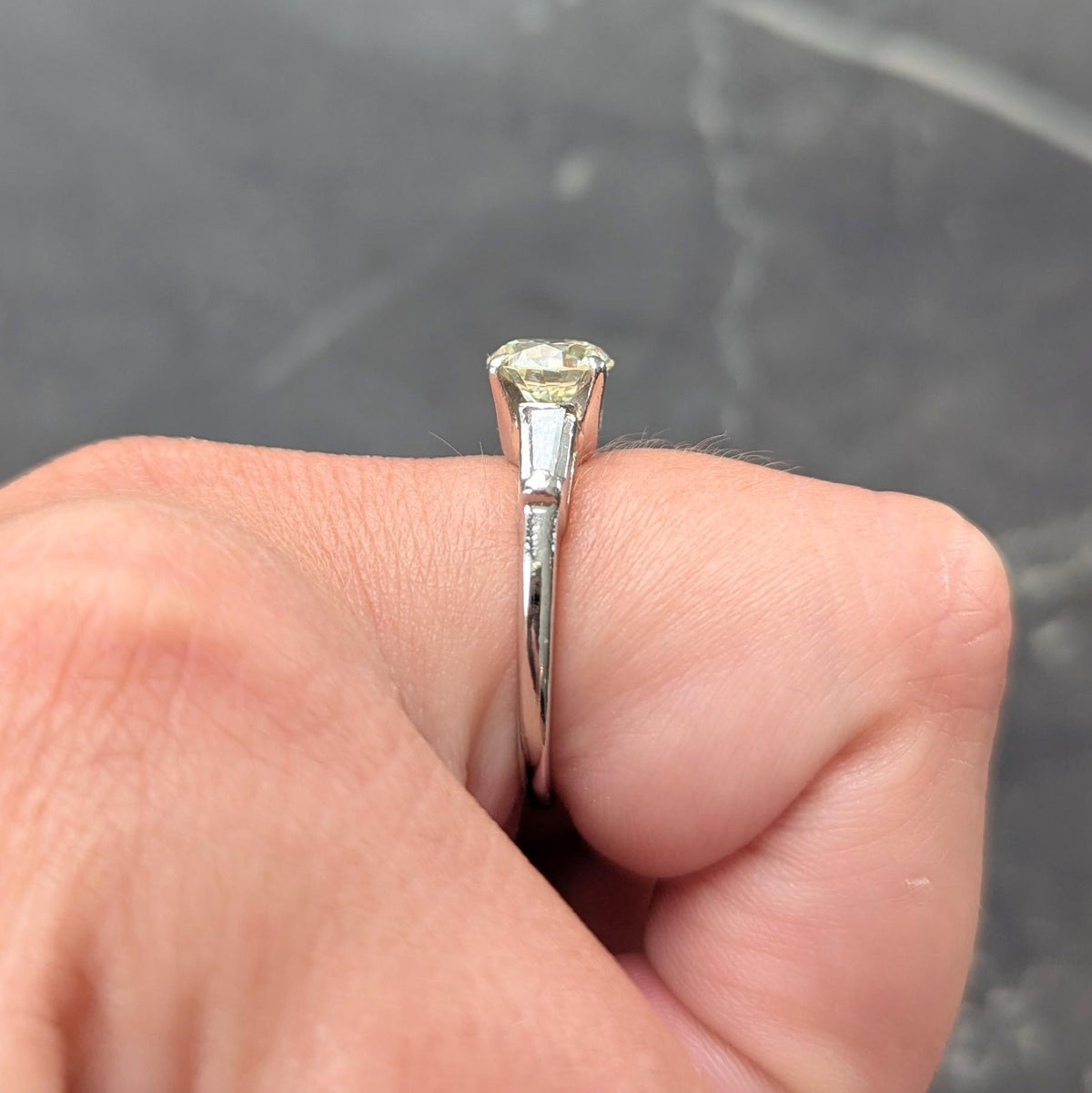 Mid-Century 1.50 CTW Transitional Cut Diamond Platinum Vintage Engagement Ring