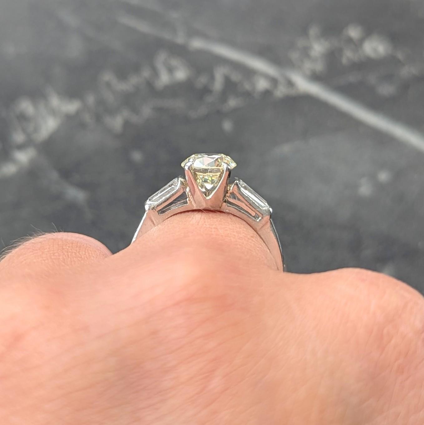 Mid-Century 1.50 CTW Transitional Cut Diamond Platinum Vintage Engagement Ring
