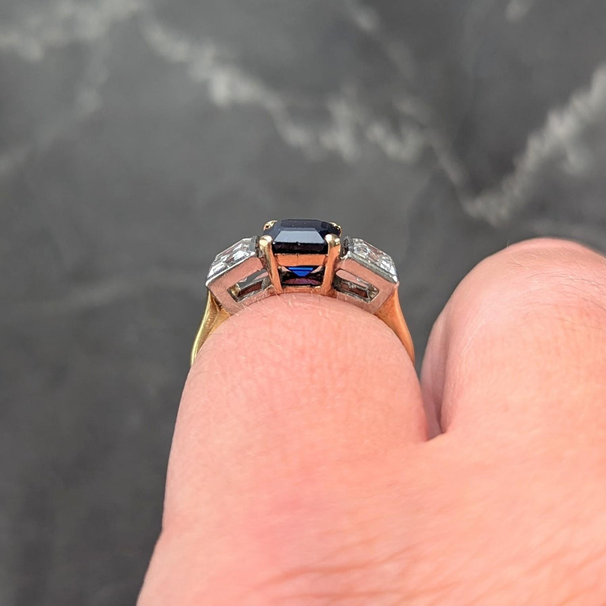 Mid-Century 2.93 CTW No Heat Sapphire Diamond Platinum 14K Gold Vintage Ring GIA