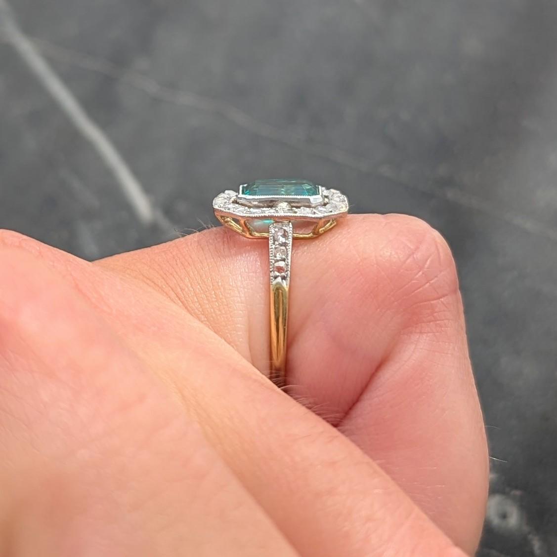 Art Deco 1.67 CTW Colombian Emerald Diamond Platinum 18K Gold Antique Ring GIA