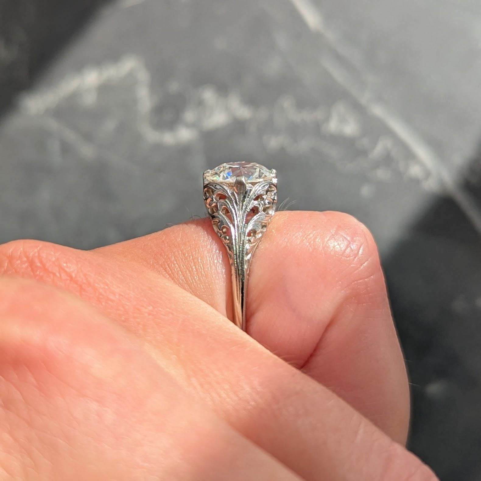 Edwardian Old European Diamond 18K Gold Antique Solitaire Engagement Ring