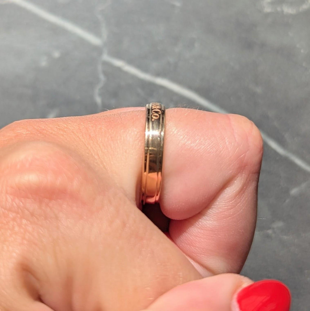 Tiffany & Co. 1990's 18 Karat Yellow Gold Vintage Logo Wedding Band Ring