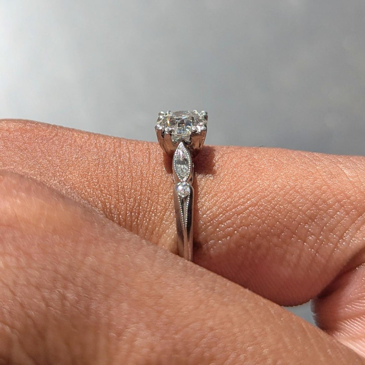Bristol Co. Retro 1.27 CTW Old European Diamond Platinum Vintage Engagement Ring