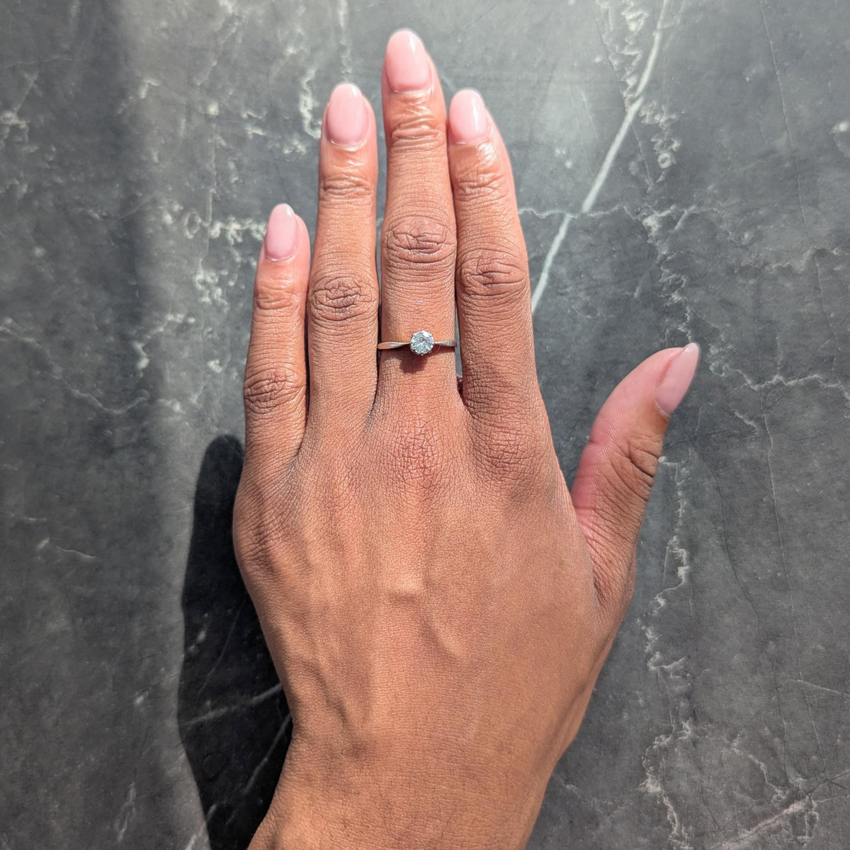 Mid-Century 0.45 CT Diamond 18K Gold Platinum Vintage Solitaire Engagement Ring