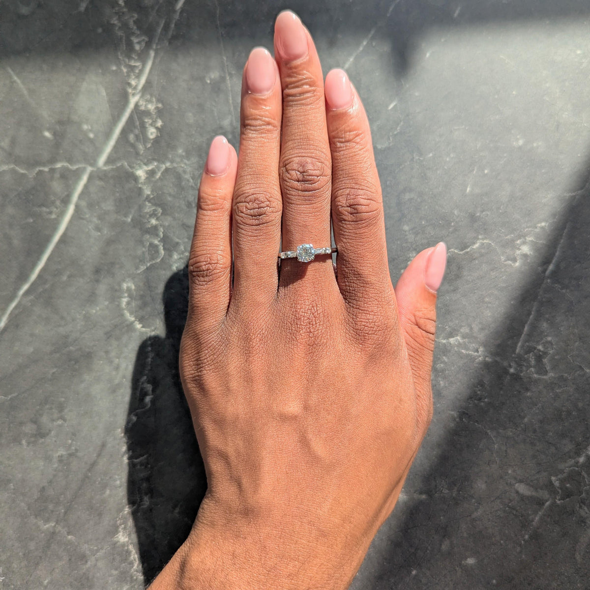 Mid-Century 0.85 CTW Transitional Cut Diamond Platinum Vintage Engagement Ring