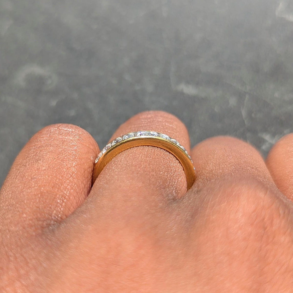 Tiffany & Co. 1990's Diamond 18 Karat Yellow Gold Vintage Channel Band Ring