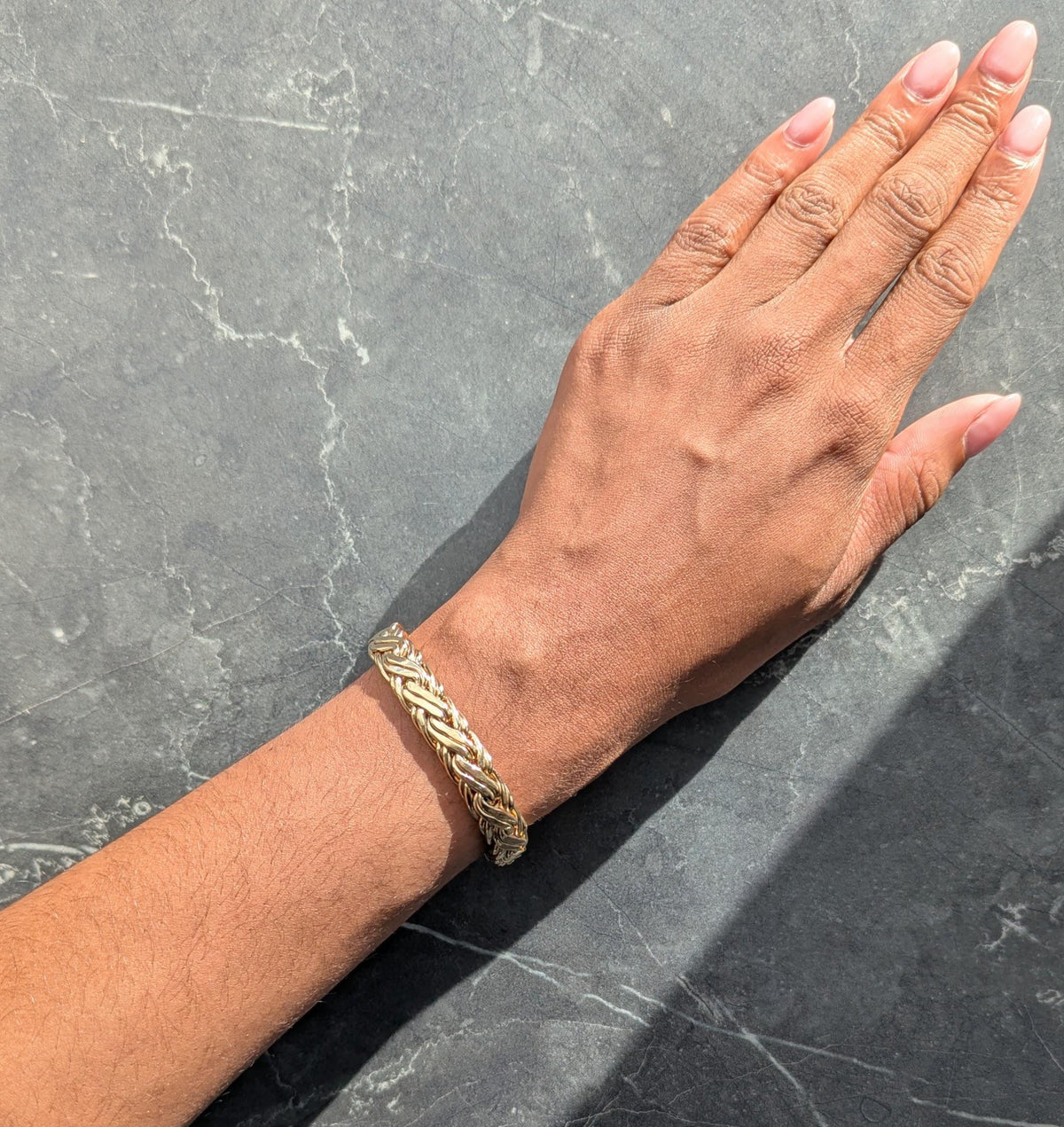 Tiffany & Co. 1990's 14K Yellow Gold Vintage Braided Wheat Link Chain Bracelet