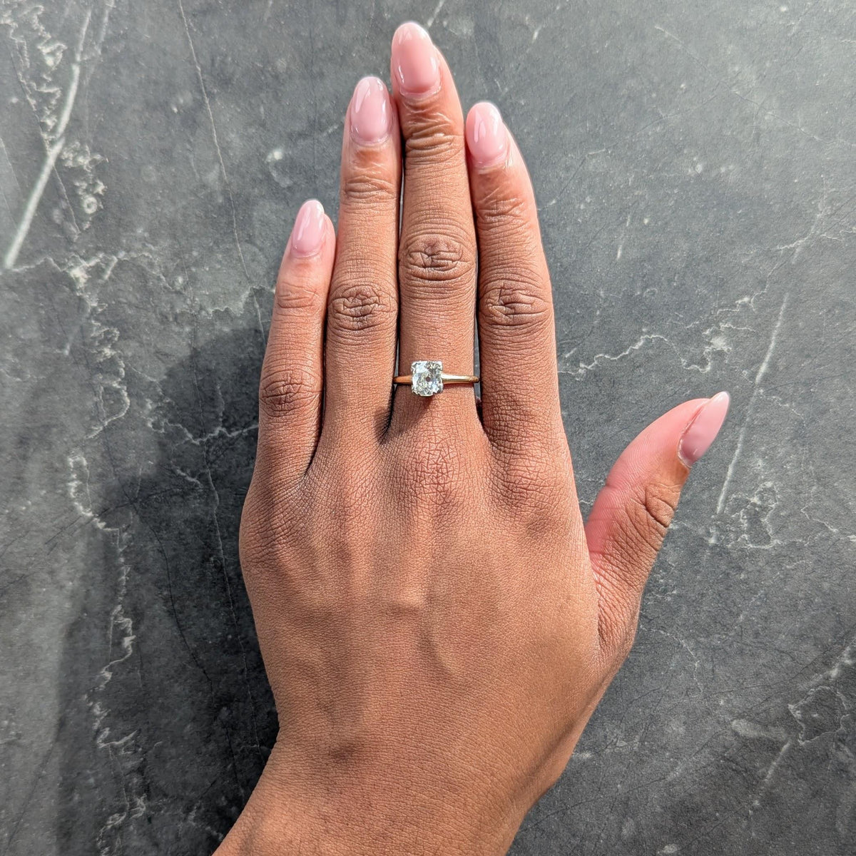 Woods Retro Old Mine Diamond 14 Karat Gold Vintage Solitaire Engagement Ring