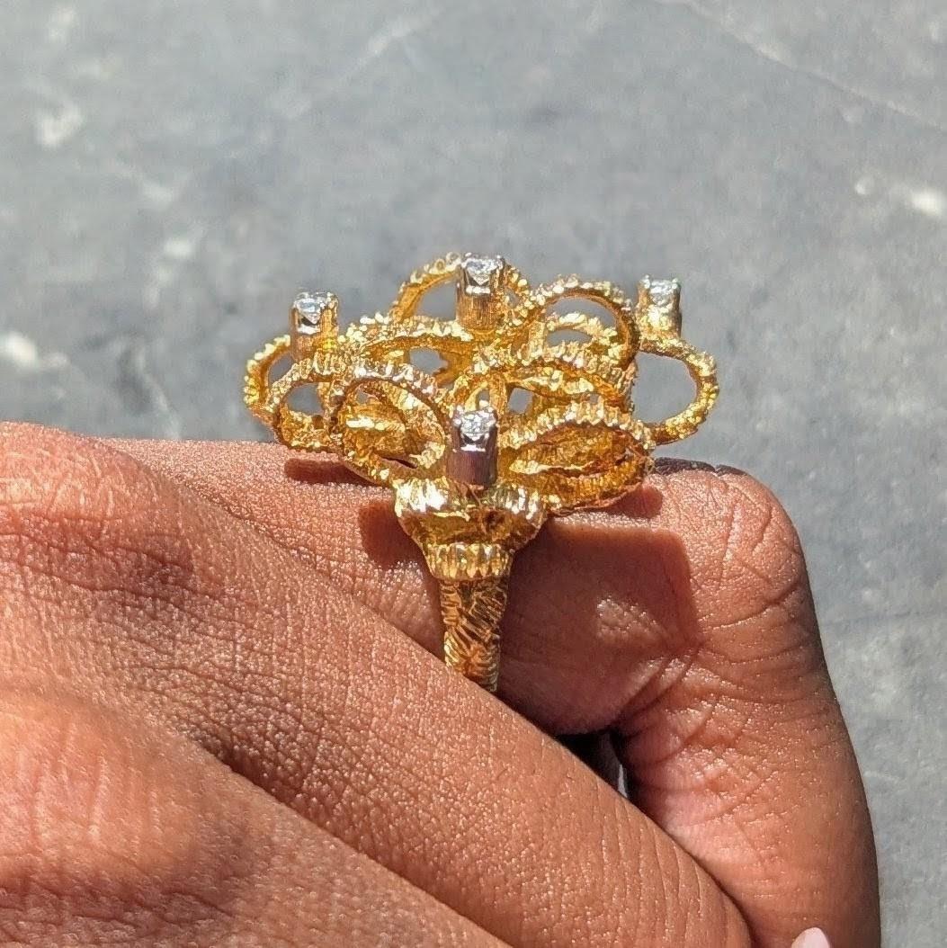 Buccellati 1960's Diamond 18 Karat Two-Tone Gold Vintage Ribbon Ring