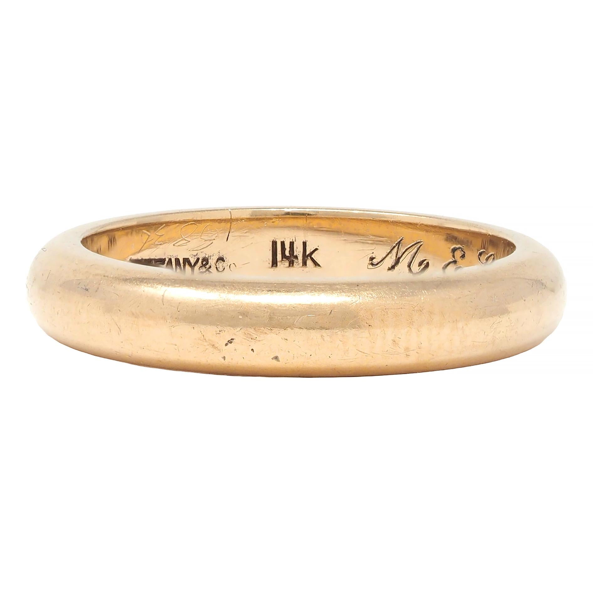 Tiffany & Co. Retro 14 Karat Yellow Gold Vintage Wedding Band Ring