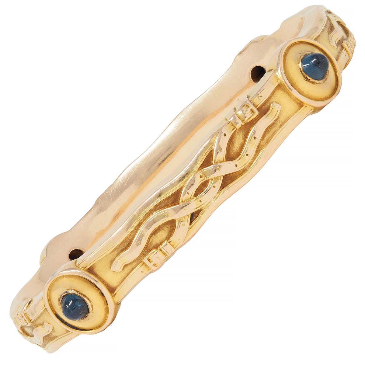 Riker Brothers Art Nouveau 3.76 CTW Sapphire 14 Karat Yellow Gold Anti