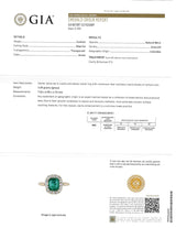Victorian 2.51 CTW Cushion Cut Colombian Emerald Diamond 14 Karat Yellow Gold Antique Halo Ring GIA Wilson's Estate Jewelry