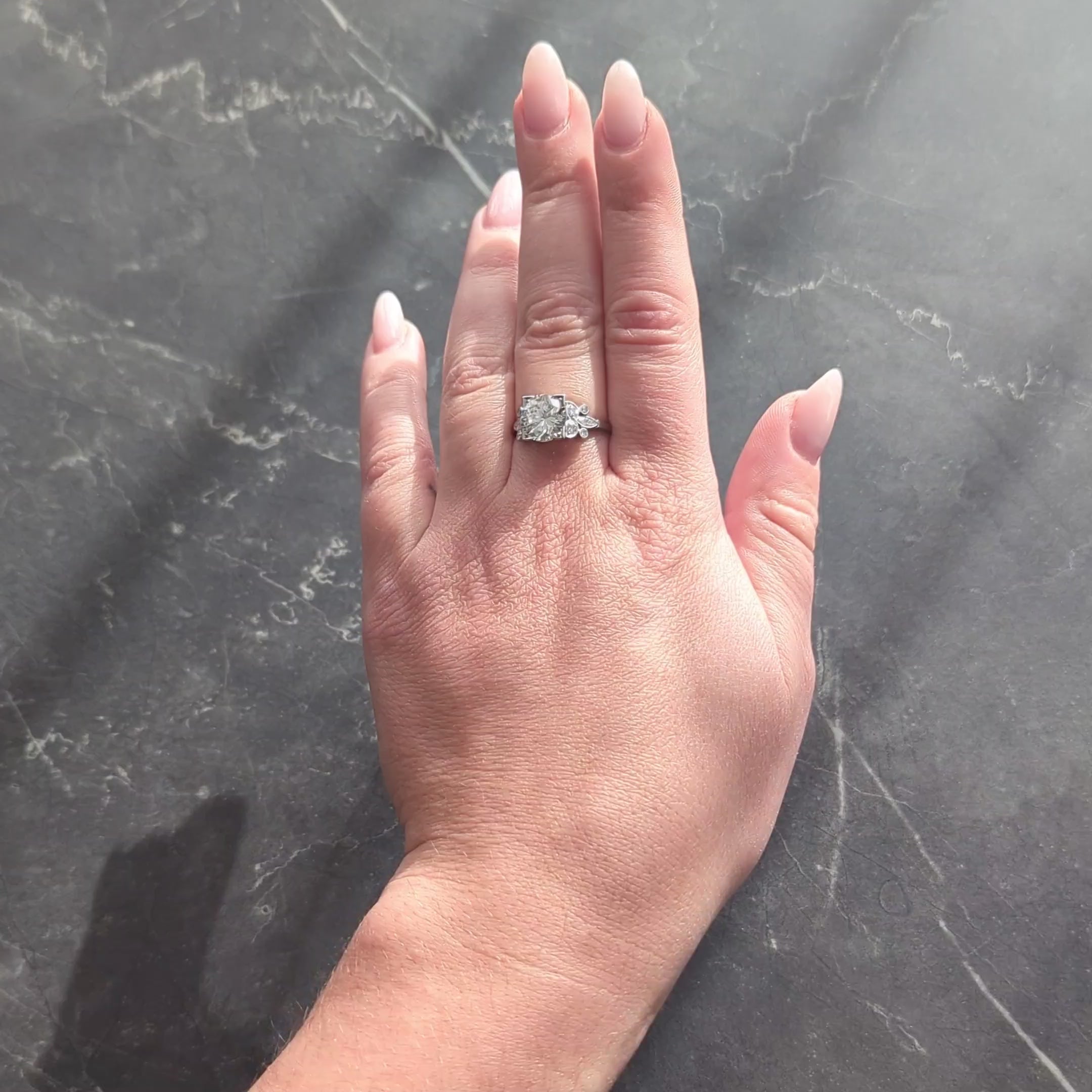 Art Deco 2.91 CTW Diamond Platinum Vintage Foliate Engagement Ring GIA