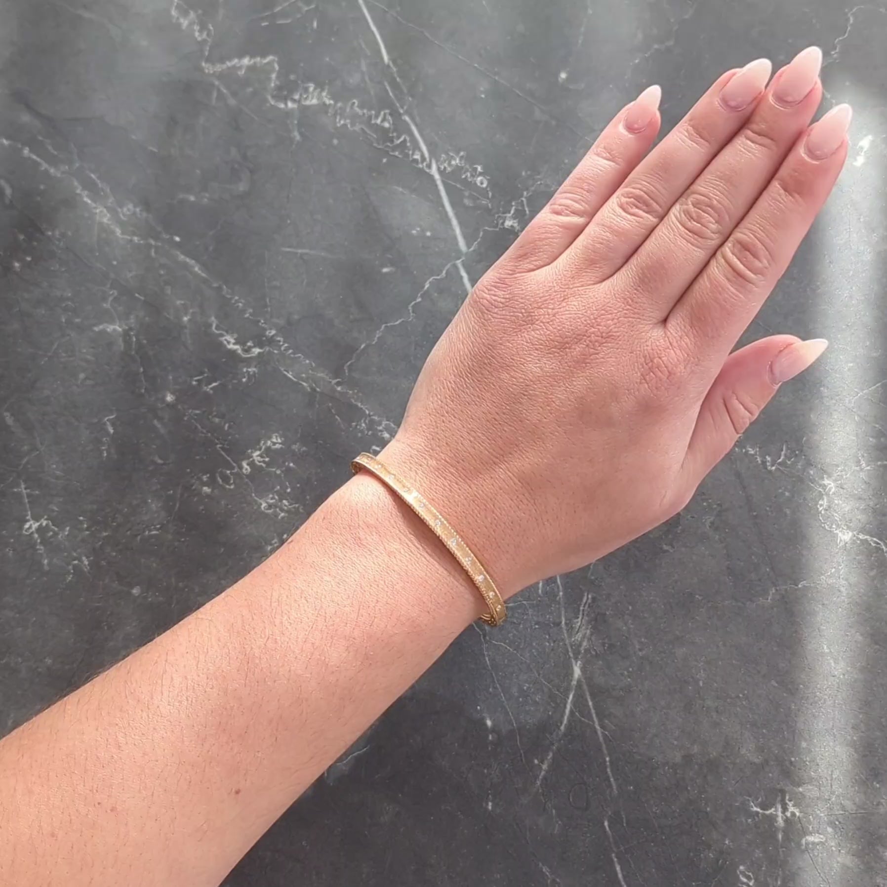 Roberto Coin Diamond 18 Karat Rose Gold Vintage Princess Bangle Bracelet