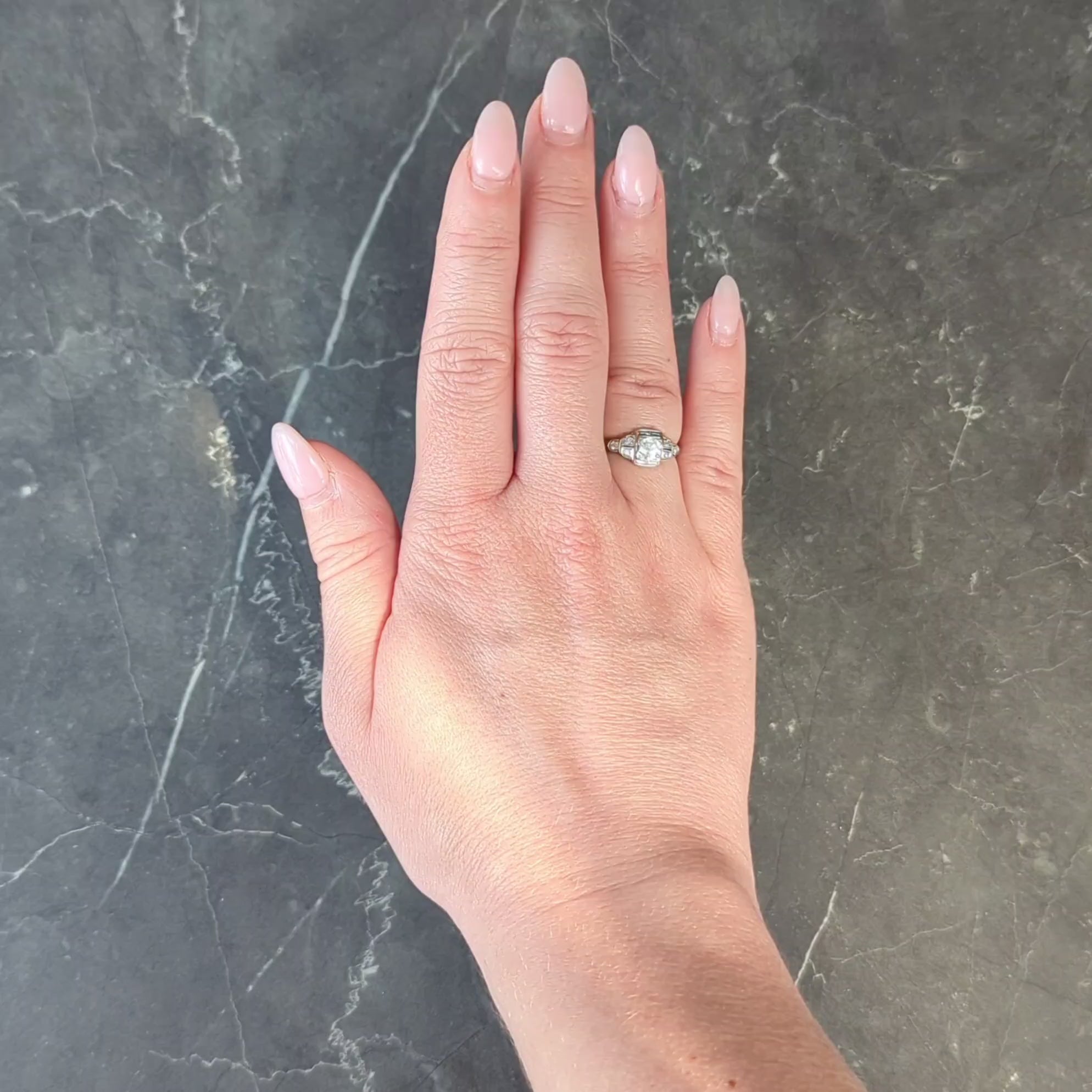 Art Deco Old European Cut Diamond Platinum Vintage Engagement Ring