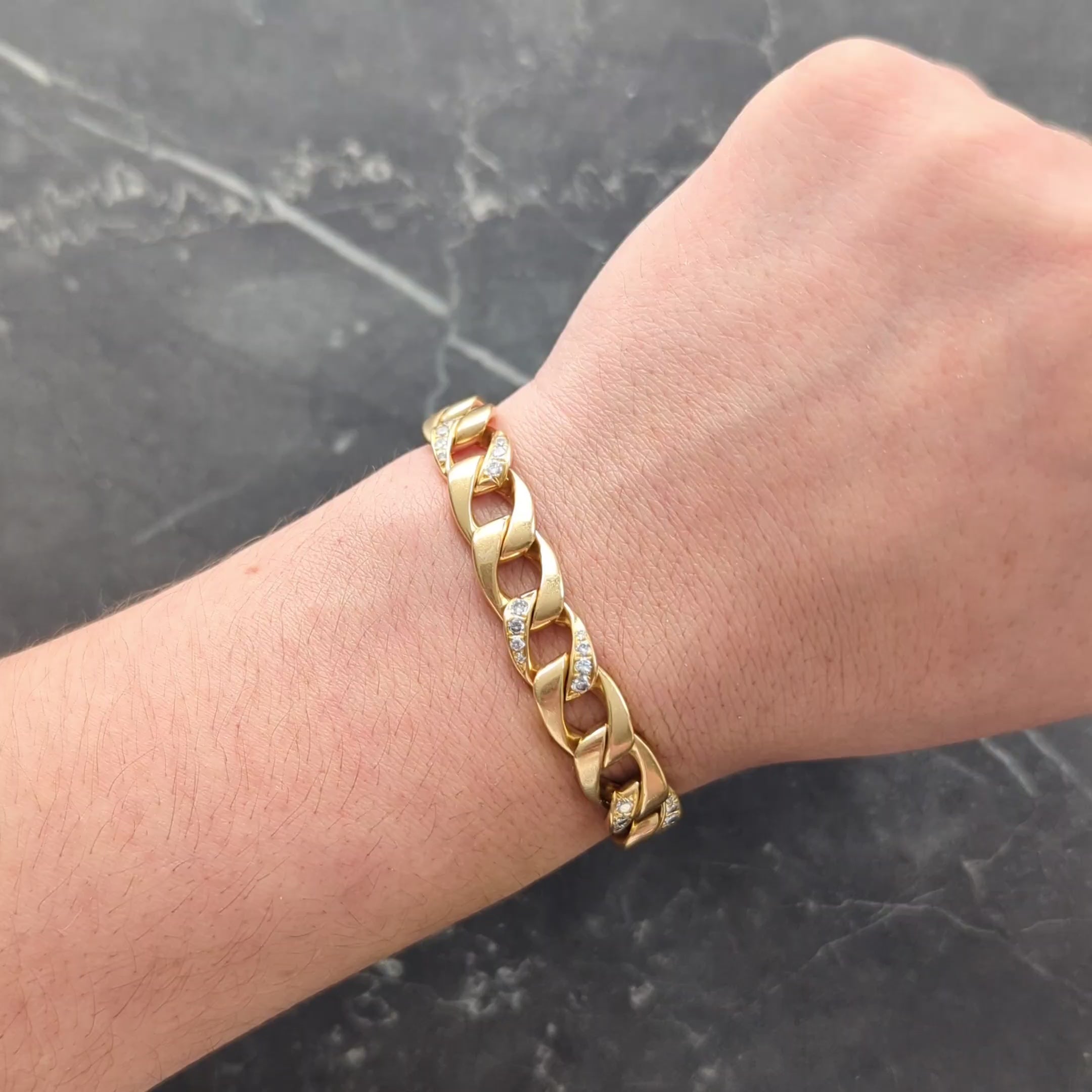 Cartier Paris Georges LEnfant Diamond 18K Gold Vintage Curb Link Unisex Bracelet