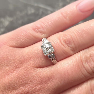 Retro 0.64 CTW Old Mine Cut Diamond 14 Karat Vintage Engagement Ring GIA