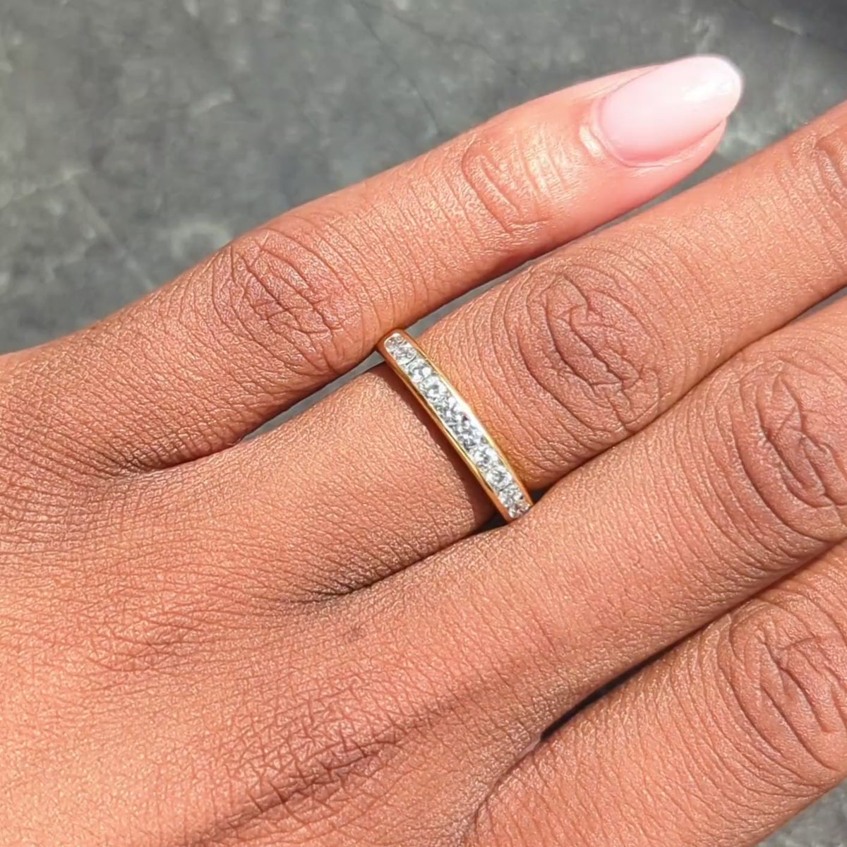 Tiffany & Co. 1990's Diamond 18 Karat Yellow Gold Vintage Channel Band Ring