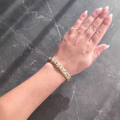 Van Cleef & Arpels French 1980's Diamond 18K Yellow Gold Vintage Woven Bracelet