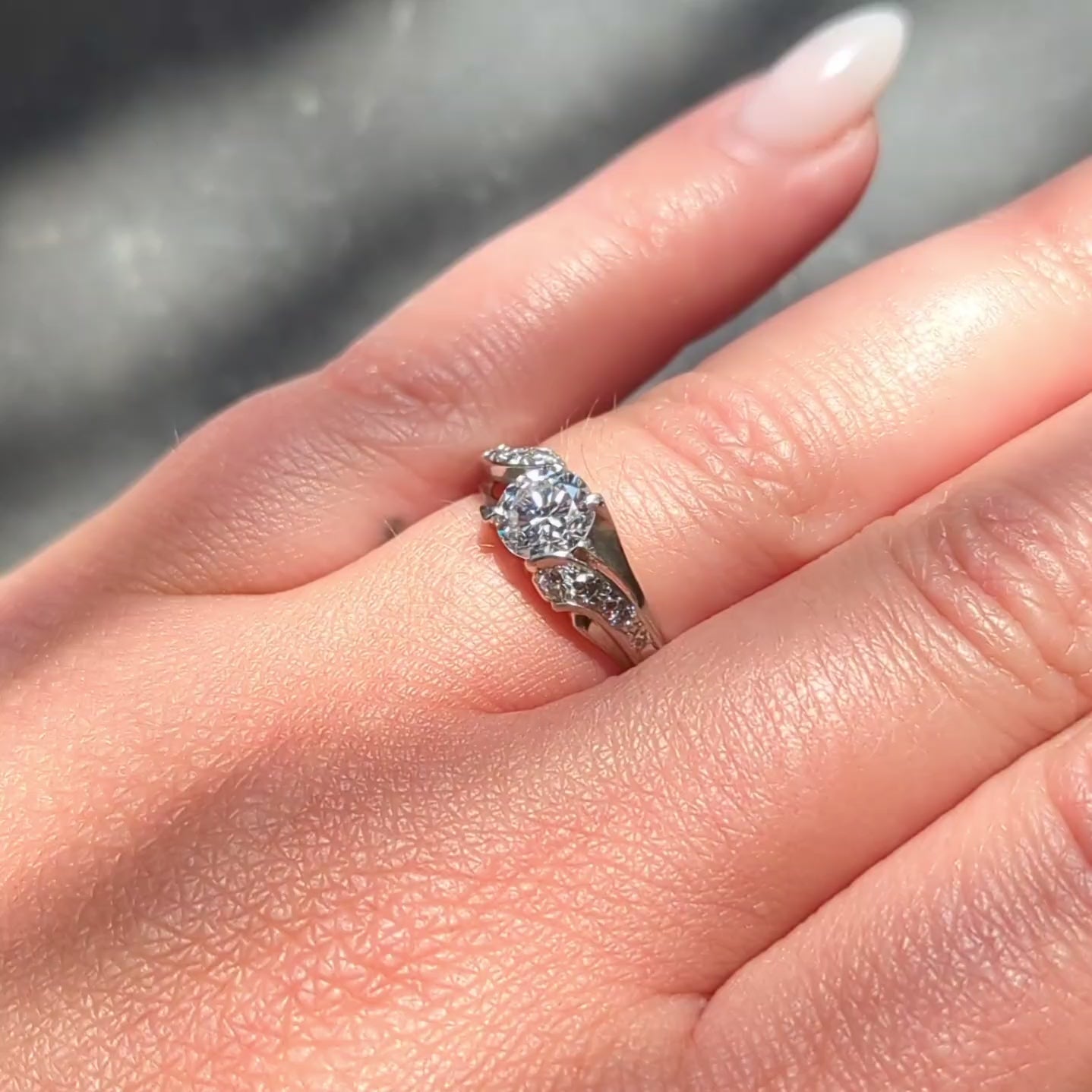Mid-Century 1.08 CTW Diamond Platinum Vintage Bypass Engagement Ring