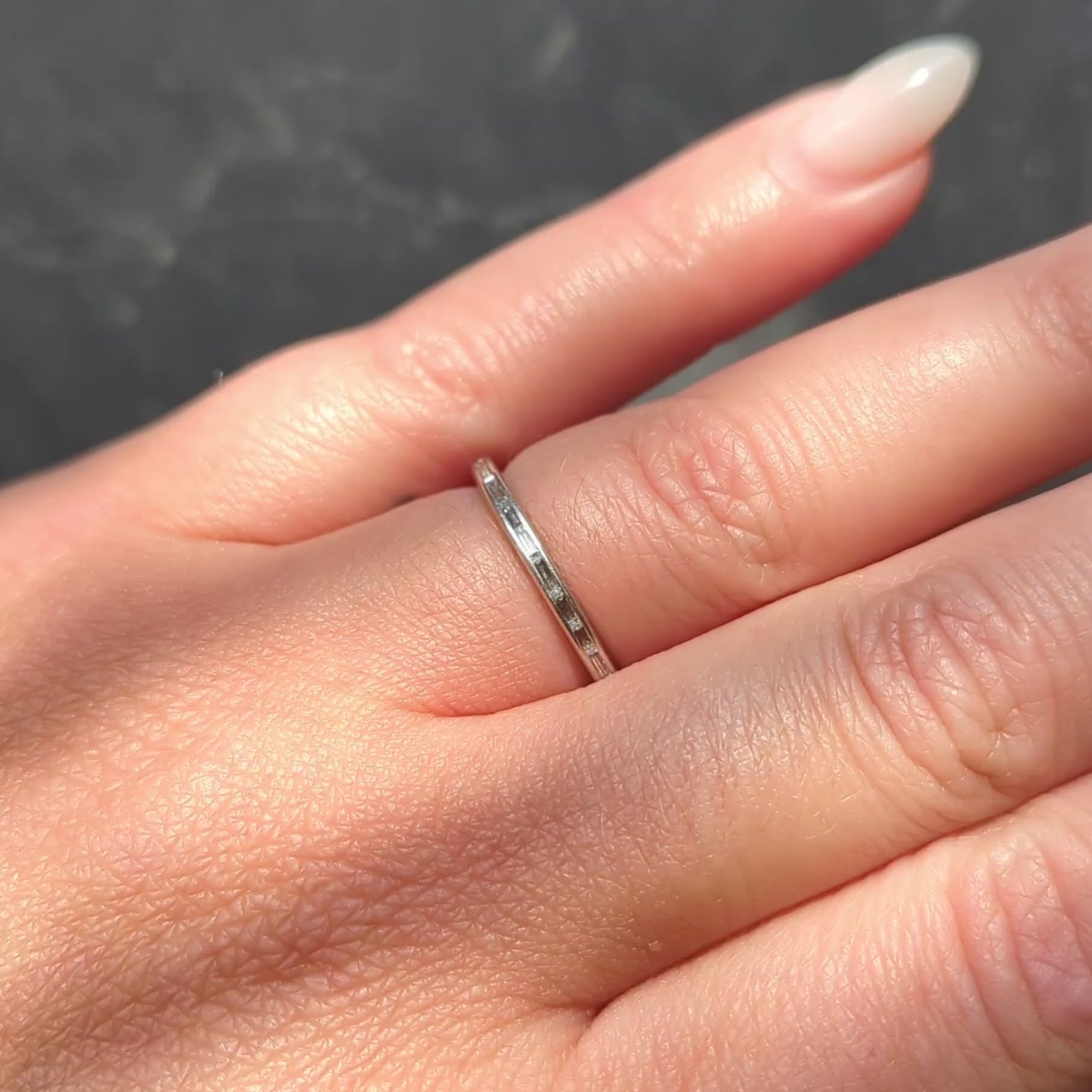 Art Deco Baguette Cut Diamond Platinum Vintage Eternity Wedding Band Ring