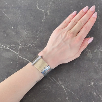 Bailey Banks & Biddle Retro Diamond 14K Gold Vintage Mesh Buckle Bracelet