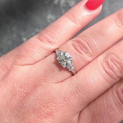 Art Deco 1.25 Center Old European Diamond Ribbon Vintage Engagement Ring