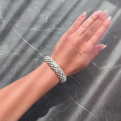 David Webb 1980's Diamond Enamel Platinum 18K Yellow Gold Harlequin Bracelet