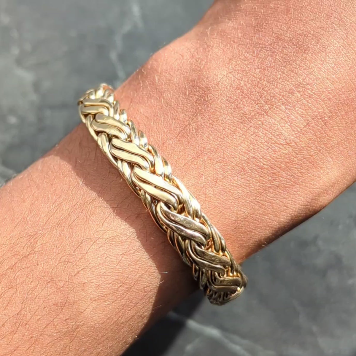 Tiffany & Co. 1990's 14K Yellow Gold Vintage Braided Wheat Link Chain Bracelet