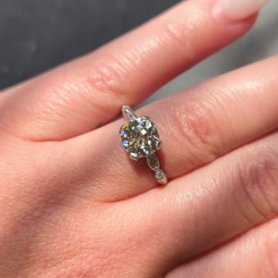 Mid-Century 2.15 CTW Old Mine Diamond Platinum Vintage Engagement Ring GIA