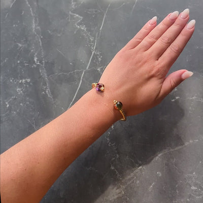 Bulgari 1980's Multi-Gem 18 Karat Yellow Gold Twisted Rope Cuff Bracelet
